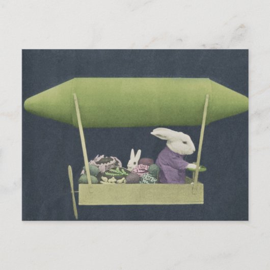 Carte postale de Zepplin de lapin de Pâques (Devant)