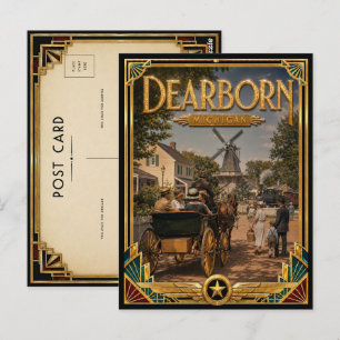 Carte Postale Dearborn Michigan Art Déco Vintage Âge d'Or
