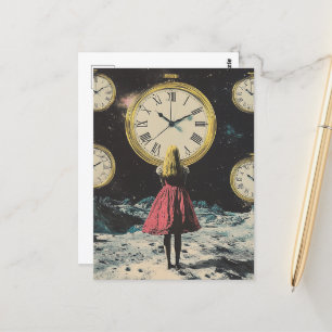 Carte Postale Debout dans le temps Surreal Pocket Watch Land