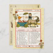 Carte Postale Décembre 1884 Almanac. Capricorne, La Chèvre (Devant / Derrière)