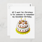Carte Postale Décembre Anniversaire (Devant / Derrière)