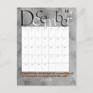 Carte Postale Décembre Gris Moderne Calendrier mensuel 2025