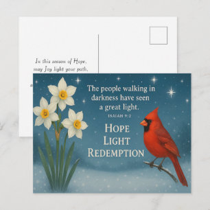 Carte Postale Décembre Verset Biblique Espoir Joie Amour Rédempt