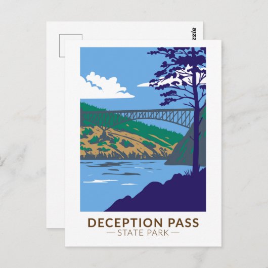 Carte Postale Deception Pass State Park Bridge Washington Retro (Devant / Derrière)