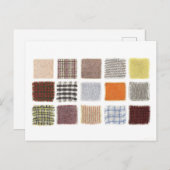 Carte postale d'échantillon de tissu vintage (Devant / Derrière)