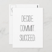 Carte Postale Décidez. Engagez-vous. Réussi. Devis motivationnel (Devant / Derrière)