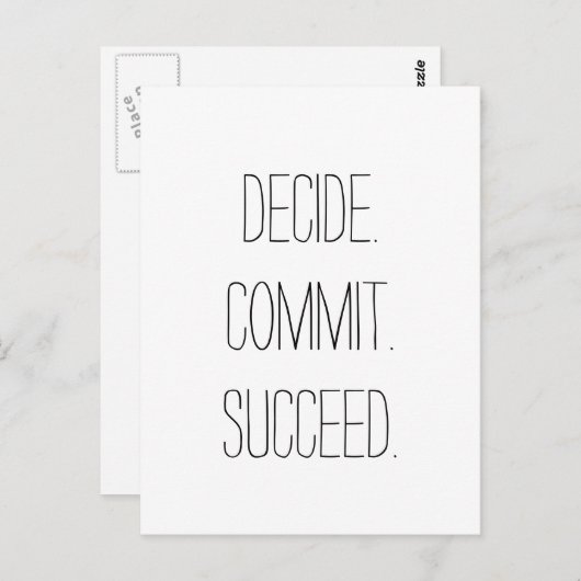 Carte Postale Décidez. Engagez-vous. Réussi. Devis motivationnel (Devant / Derrière)