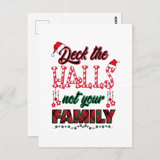 Carte Postale Deck Les Halls Pas Votre Famille (Devant / Derrière)