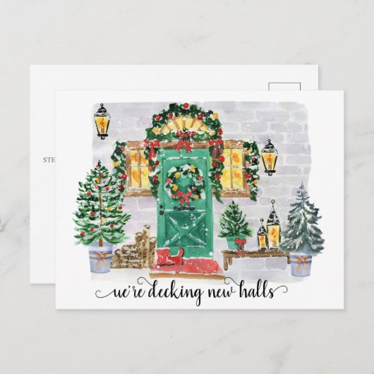 Carte Postale Deck New Halls Holiday Moving Faire-part (Devant / Derrière)