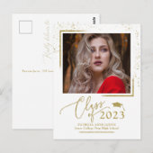 Carte Postale Déclaration de diplômé de style chic Festive Paill (Devant / Derrière)