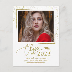 Carte Postale Déclaration de diplômé de style chic Festive Paill