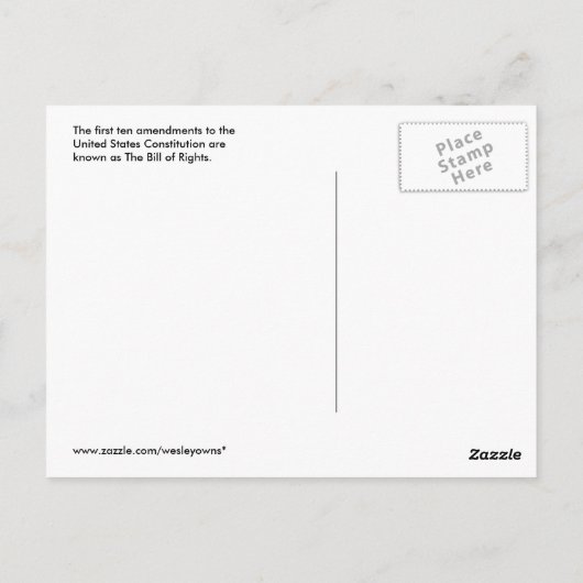 Carte Postale Déclaration des droits des États-Unis (Dos)