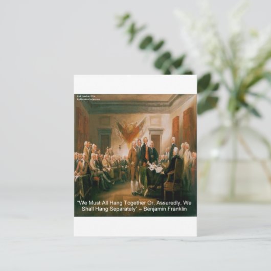 Carte Postale Déclaration d'indépendance & Citation de Ben Frank (Debout devant)