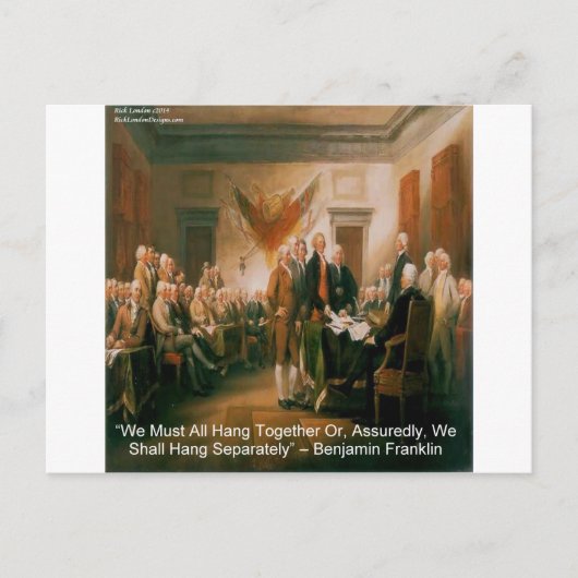 Carte Postale Déclaration d'indépendance & Citation de Ben Frank (Devant)