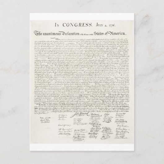 Carte Postale Déclaration d'indépendance des États-Unis (Devant)