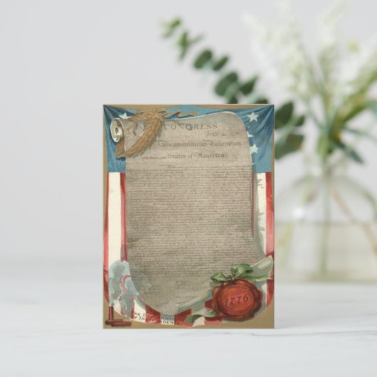 Carte Postale Déclaration d'indépendance du drapeau américain 17 (Debout devant)