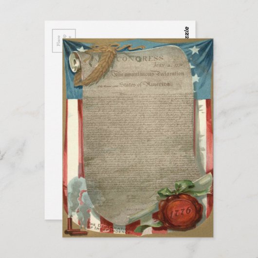 Carte Postale Déclaration d'indépendance du drapeau américain 17 (Devant / Derrière)