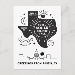 Carte postale d'éclipse solaire totale Austin Texa