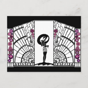 Carte Postale Déco balnéaire en blanc et rose