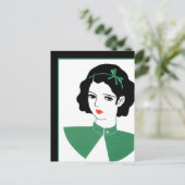 Carte Postale Déco fille en vert (Debout devant)