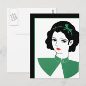 Carte Postale Déco fille en vert (Devant / Derrière)