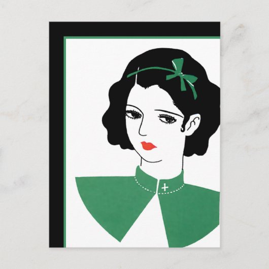 Carte Postale Déco fille en vert (Devant)