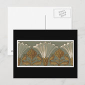 Carte Postale Déco Fleurs Ventilateurs Blanches Avec Or et Gris (Devant / Derrière)