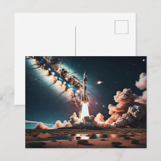 Carte Postale Décollage des navires à fusée (Devant / Derrière)