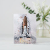 Carte Postale Décollage Spatial Vers L'Aquarelle De L'Espace (Debout devant)