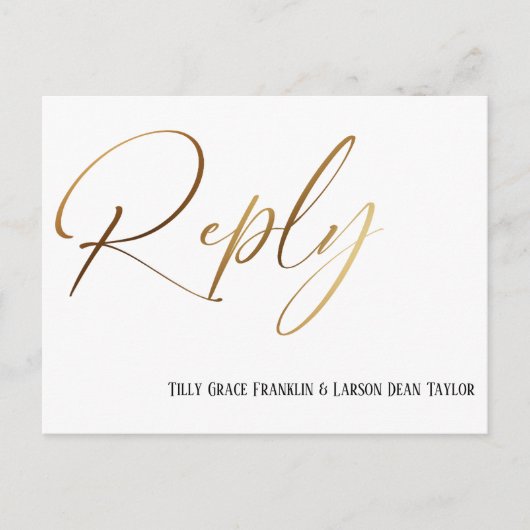 Carte Postale Décontracté Faux Gold écriture manuscrite RSVP dem (Devant)