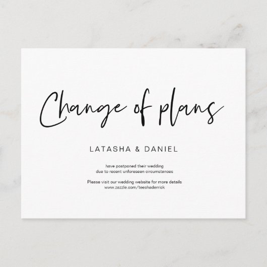 Carte Postale Décontracté Minimal, Changement de plan, Mariage R (Devant)