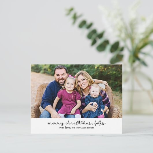 Carte postale décontracté Script Christmas Holiday (Debout devant)