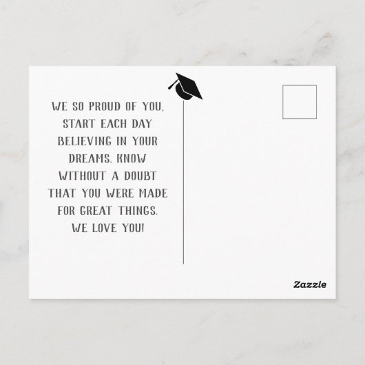 Carte Postale décontracté script Félicitations Diplômé Photo (Dos)