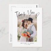 Carte Postale Décontracté Script Heart Modern Mariage Photo (Devant / Derrière)