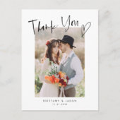 Carte Postale Décontracté Script Heart Modern Mariage Photo (Devant)