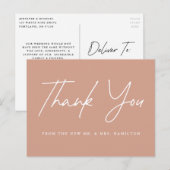 Carte Postale Décontracté Script Terracotta Mariage Merci (Devant / Derrière)