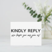 Carte Postale Décontractée écriture manuscrite noir blanc RSVP (Debout devant)