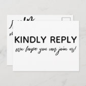 Carte Postale Décontractée écriture manuscrite noir blanc RSVP (Devant / Derrière)