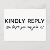 Carte Postale Décontractée écriture manuscrite noir blanc RSVP (Devant)