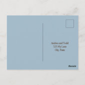 Carte Postale Décor bleu fleurs mariage RSVP (Dos)