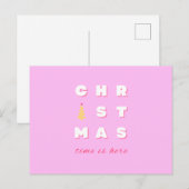 Carte Postale Décor de Noël rose Abstrait (Devant / Derrière)