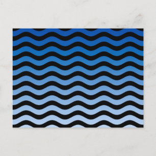 Carte Postale Décor de rayures ondulées teintes bleues