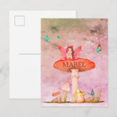 Carte Postale Décor de souris fée fantaisie champignon (Devant / Derrière)