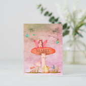 Carte Postale Décor de souris fée fantaisie champignon (Debout devant)