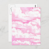 Carte Postale Décor Fuchsia Rose Joyeux Nuages (Devant / Derrière)