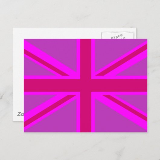 Carte Postale Décor Union Jack Fuchsia rose chaud (Devant / Derrière)