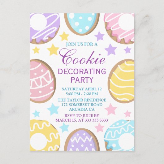 Carte Postale Décoration de biscuits de Pâques au pastel (Devant)