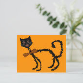 Carte Postale Décoration de Halloween Chat Noir Élastique (Debout devant)