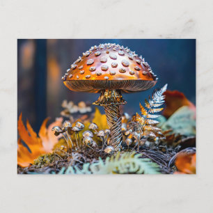 Carte Postale Décoration de jardin en forme de champignon Métal