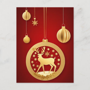 Carte Postale Décoration élégante de sapin de Noël en or